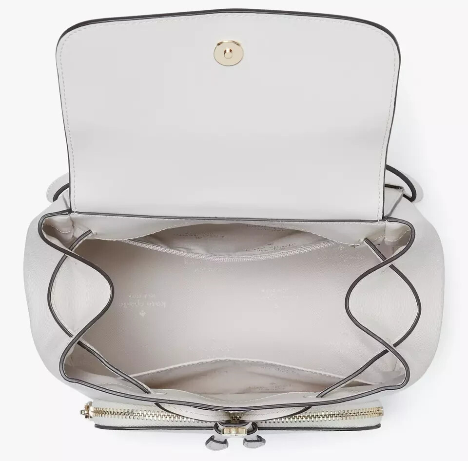 Kate Spade Kristi Medium Flap Backpack Ivory White Leather