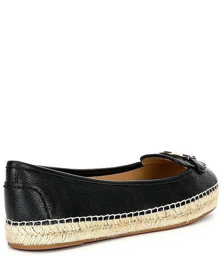 Michael KORS LILLIE CUERO NEGRO DORADO MK LOGO ALPARGATA ZAPATOS PLANOS 6 I LOVE - Imagen 4 de 7