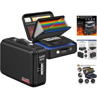 Large Capacity Fireproof Document Box with Combination Lock | 15''x11''x5''