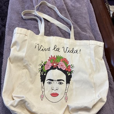 viva la frida kahlo tote bag, h-14'',w18''. straps, 12''