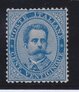 REINO DE ITALIA 1879 - EFIGIE UMBERTO I. 25c. Certificado sin montar o nunca mon
