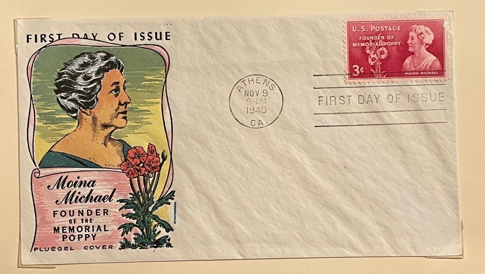 1948 3c Moina Michael Memorial Poppy Scott #977 First Day Covers (2) inc Fluegel - Image 3 of 3