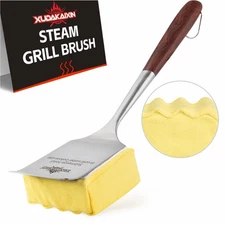 XUDAKAIXIN Bristle-Free Steam Grill Brush w/ Rosewood Handle - Cast Iron & Steel