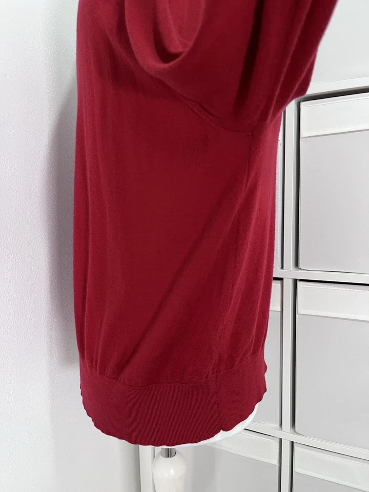 M&S Ladies Merino Jumper Pullover UK 20 Scarlet Roll Neck Fine Knit Knitted FLAW - Image 4 of 4