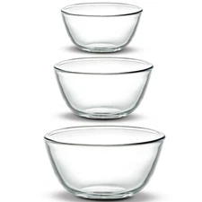 Small Borosilicate Glass Mixing Bowls Set of 3 (17Oz 27Oz 37Oz) Lead-Free