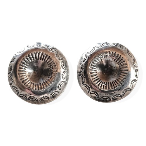 Unbranded Concho Earrings Sterling Silver 0.9in Silver Southwestern Screwback
