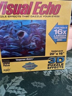NIP VISUAL ECHO 500 Piece 3D Puzzle Dangerous Waters Sharks