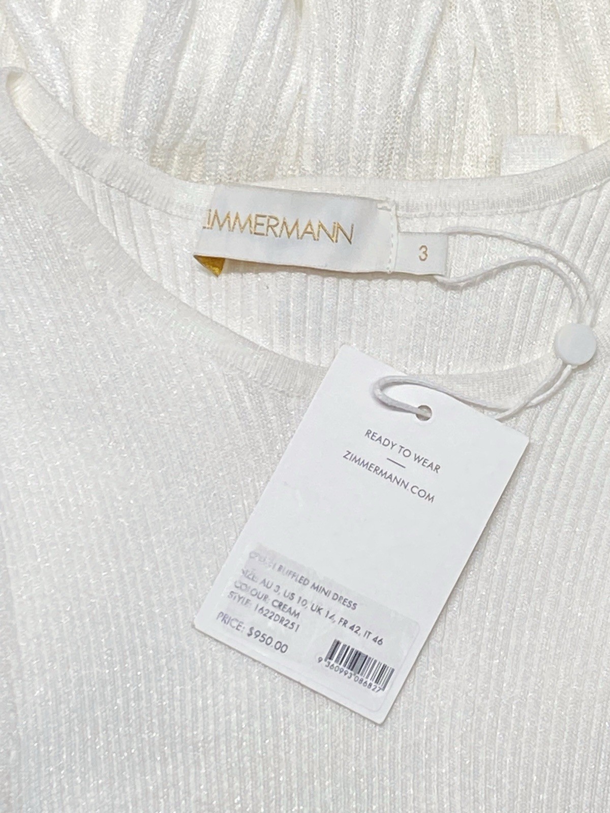 Zimmermann Crush Ruffled tiered knitted minidress size 3/us size 10 Retail $950 image 9