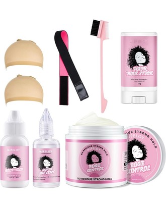 8 Pcs Wigs Set, Invisible Wig Glue, Wig Glue Remover, Hair Wax Stick & More