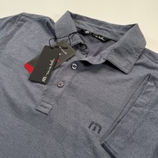 NWT TRAVIS MATHEW Pull The Plug S/S Pure Performance Polo Mens Small Blue Golf