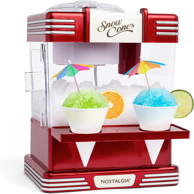 Snow Cone Shaved Ice Machine - Retro Table-Top Slushie Machine Makes 20 Icy Trea