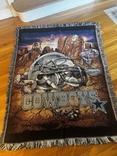 Vintage Northwest Company Dallas Cowboys Tapestry Knit Blanket Rattlesnake Boots