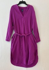 GAP Dress Womens Small Petite Purple Gauze Belted Shirt Long Sleeve Pockets
