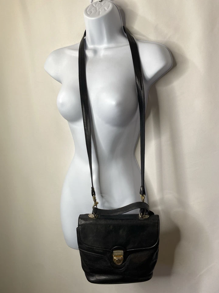 Винтажный Oroton австралийский из натуральной воловьей кожи черной кожи сумочки старые деньги роскошь - Изображение 2 из 4