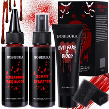Halloween Fake Blood Kit, 1.76Oz Blood Spray + 1.76Oz Dripping Blood + 1.06Oz St