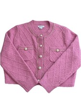 URBAN REVIVO Women's Pink Button Down Knit Cardigan Preppy Legally Blonde Medium