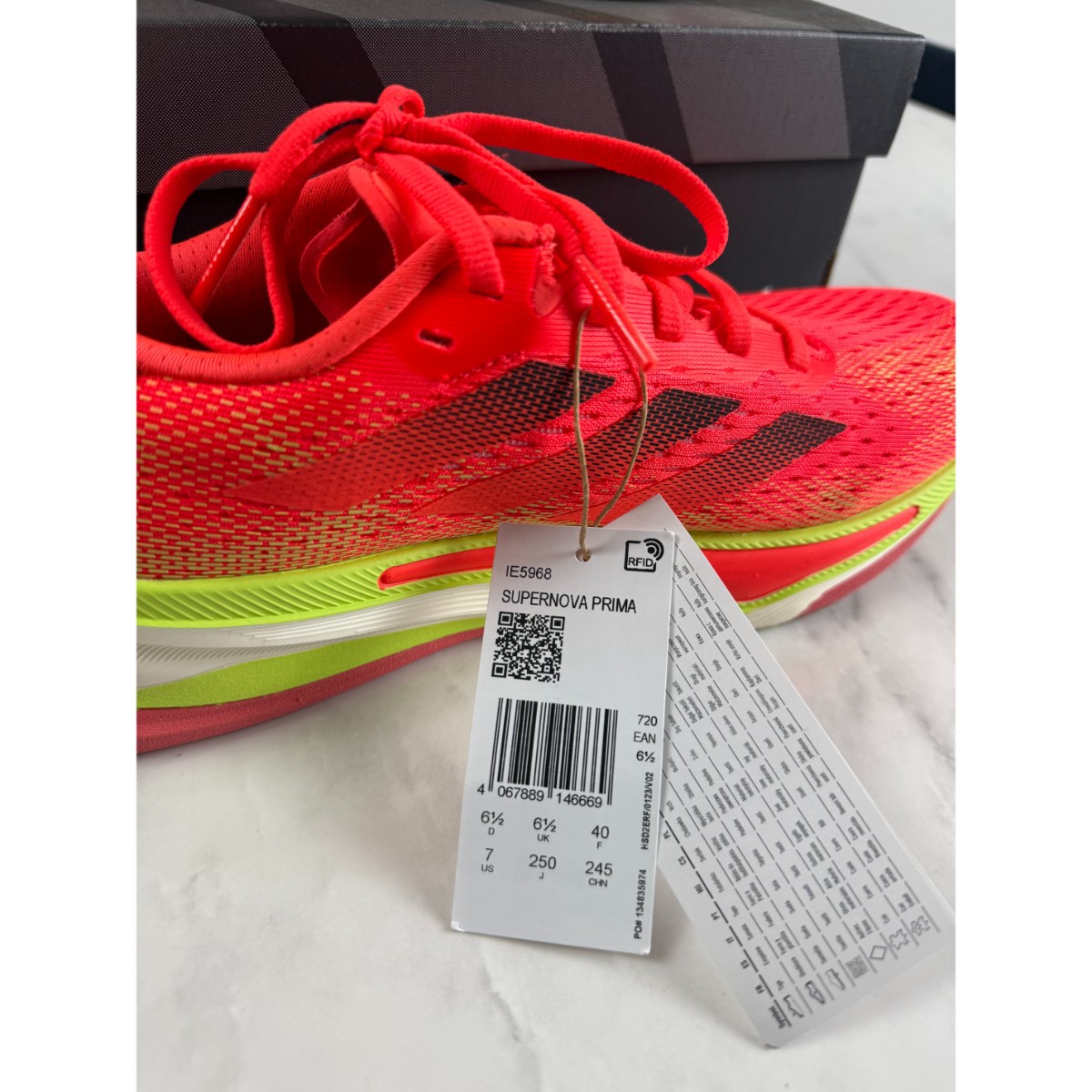 Adidas Men's Supernova Prima IE5968 Solar Red Athletic Running Shoes UK 6.5 image 2