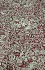 LE TELERIE  RED & IVORY TOILE FRENCH COUNTRY TABLECLOTH MADE IN ITALY