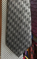 2 Men's Black White/Silver Silk Ties, BIELLA Made in ITALY