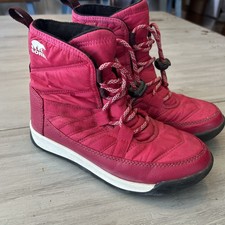 Sorel Whitney II Short Lace Big Kids Size 2 Waterproof Fuchsia Red
