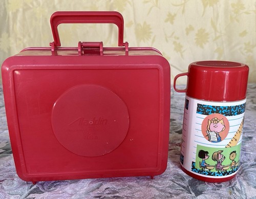 PEANUTS SNOOPY ALADDIN VINTAGE PLASTIC LUNCHBOX With THERMOS - Picture 2 of 7