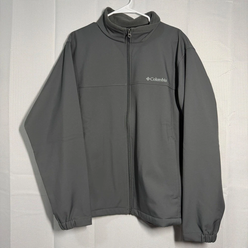 Columbia Softshell Jacket XL Gray Full Zip Fleece Lined