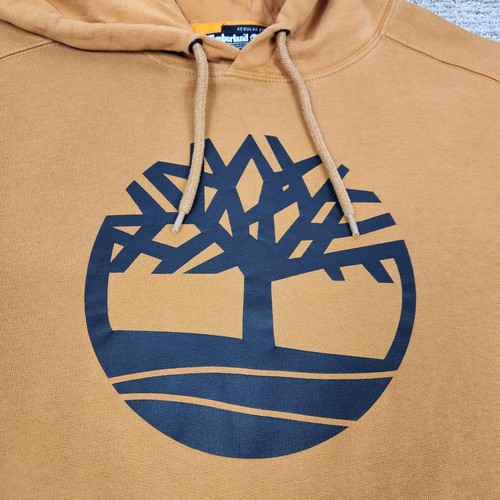 Timberland Hoodie Brown Mens XL Tree Logo Hooded Sweatshirt Regular Fit Street - Picture 2 of 6
