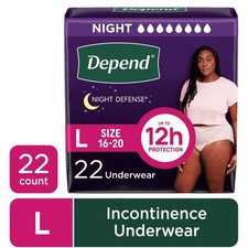 Night Defense Incontinence Underwear for Women Adult Diapers Large Size 22 Count