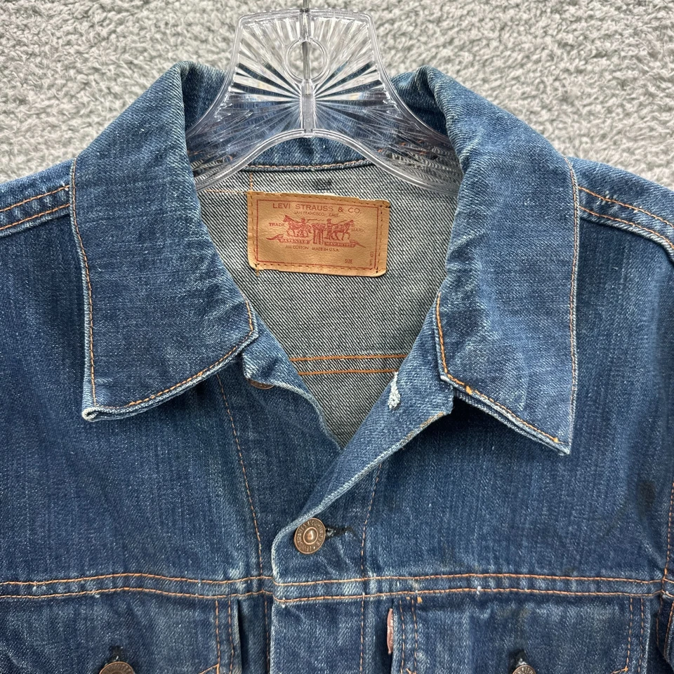 Chaqueta Levis De Colección Para Hombres 36 Mediana M Azul Grande E 525 Botón Años 60 Chaqueta Denim Foto 2 de 4