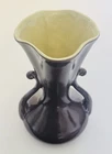 Red Wing Pottery USA Double Scroll Handle Vase #505 Brown with Yellow Interior