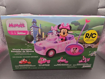 Jada, Véhicule radio Control Minnie Mouse Roadster 19 cm, voiture télécommandée décapotable rose à pois, avec figurine fixe de Minnie, télécommande facile à utiliser 2,4 GHz et 27 MHz, +3 ans