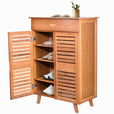 Wood Shoe Storage Rack Entryway Shoe Cabinet Shoe Organizer Closet Cabinet