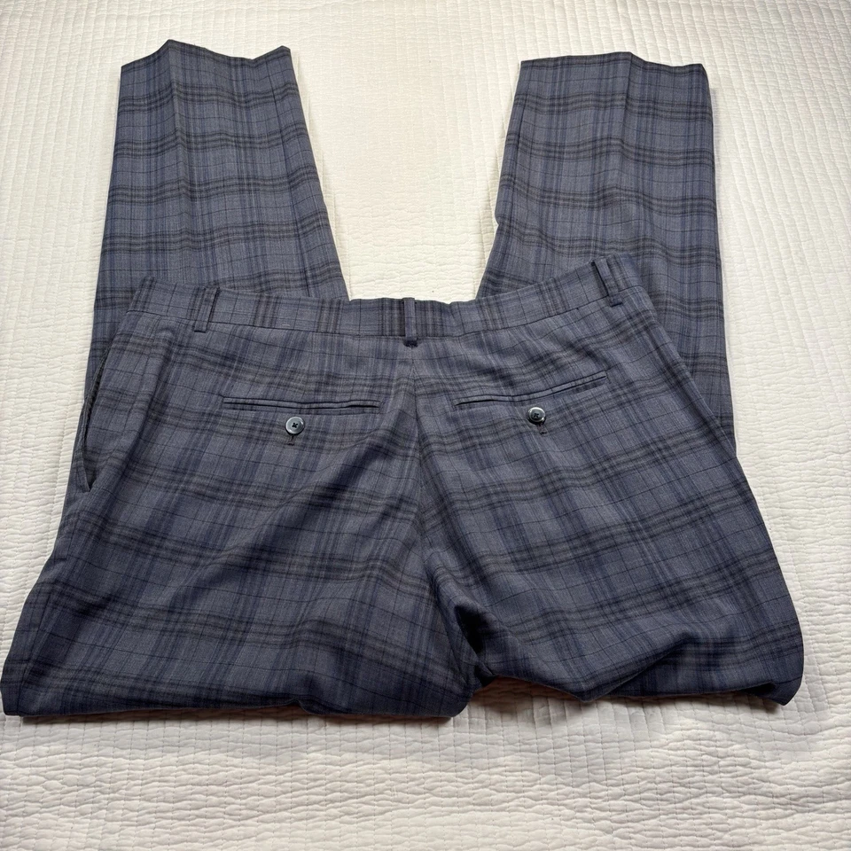 Traje de dos piezas azul a cuadros Ben Sherman para hombre talla 46r X 41W usado en excelente estado lana Foto 4 de 4