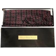 Robert Talbott Protocol Bow Tie Cummerbund 100 Silk Burgundy Black Striped Set