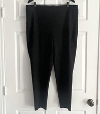 Chico's black pull on straight leg ankle pants flat front size 3R 16R NWOT