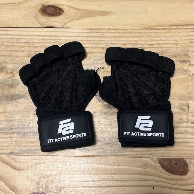 Fit Active Sports Half Finger Weight Lifting Gloves Wrist Wrap Black Neoprene