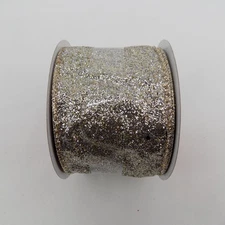 Celebrate it Silver Gold Glitter Wired Christmas Ribbon 2.5" x 20 ft Crafts Bows