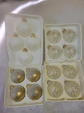 16 Vntg Ball Christmas Ornaments Various Brands 3" Ht