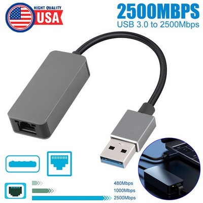 USB 3.0 to 2.5 Gigabit Ethernet Adapter 2500Mbps Network for Laptop MacBook PC