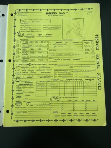 Advanced Dungeons & Dragons Player Character Record Sheets Pink 9028 - Picture 3 of 8