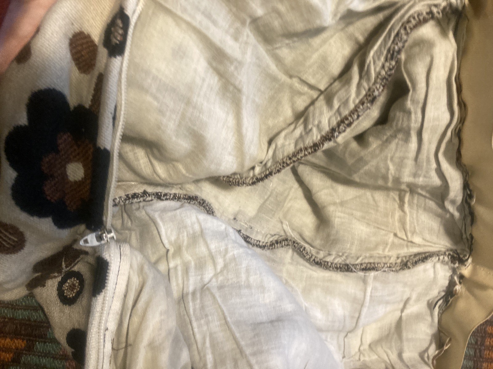 2pc Vest Pants suit Set Womens S Brown Tapestry bell bottom 70s Floral Vtg daisy