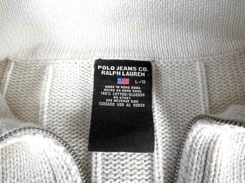 Polo Jeans Ralph Lauren Vintage Pullover Herren Large Beige Heavy Cotton 1/4 Zip - Bild 4 von 6