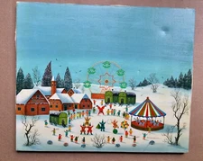 Russia Russian artist Tamar Markova Naïf primitive painting Winter Carnival # 2