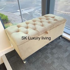 Ottoman Storage Box Chesterfield Velvet Blanket Toy Box  Pouffe Bench Footstool.