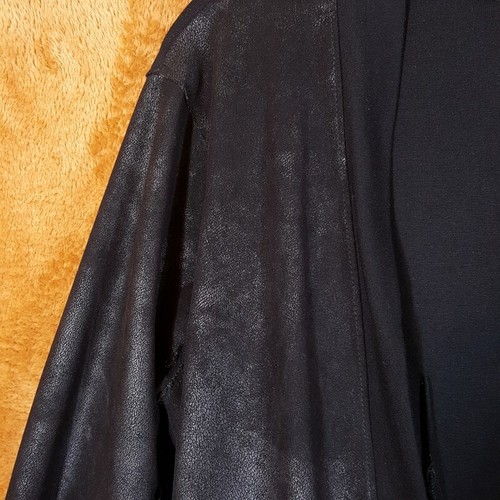 VELVET Jacket Womens Small Black Draped Open Asymmetric Textured Frayed Hem - Picture 4 of 9