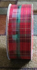Celebrate It Christmas Ribbon Red Green Gold Wide Wired Jumbo Ribbon