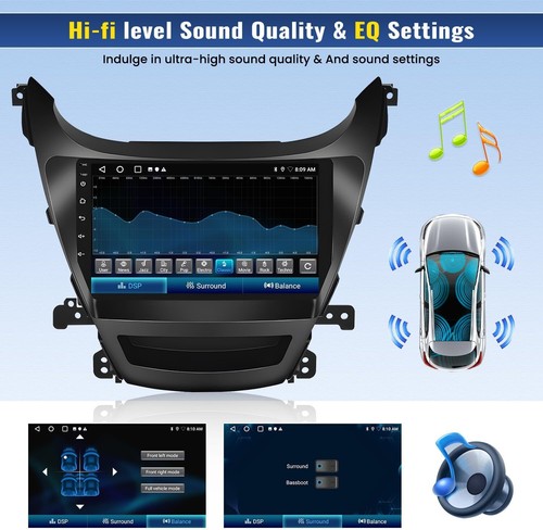 Radio estéreo para automóvil 2+32 GB Android 13 GPS Carplay para Hyundai Elantra 2014-2016 - Imagen 8 de 9