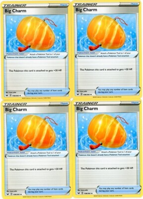 4x Pokemon TCG Big Charm 158/202 Swsh01: Sword & Shield Playset