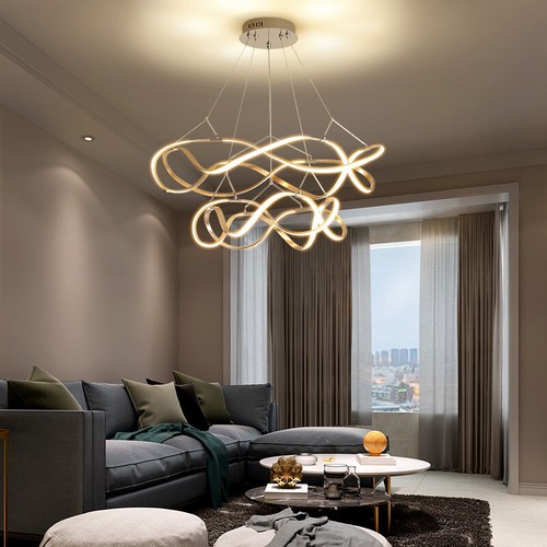 Modern Ultra Ring Twist LED Pendant Lamp Chandelier Light Fixture for Home Decor - Picture 4 of 9