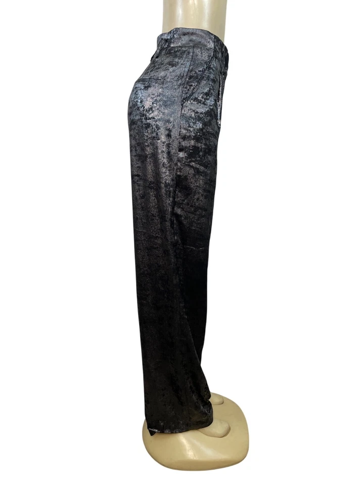 Pantalones de terciopelo negros metálicos para mujer BCBGMAXAZRIA talla S Foto 2 de 4